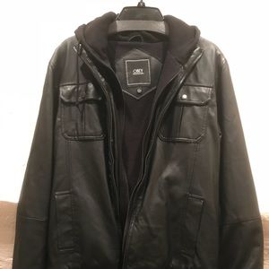 Black Obey Propaganda jacket with hood.